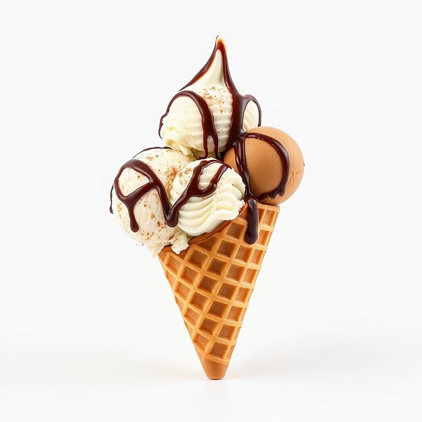 low-poly Triple Ice Cream Cone Model Pack with Drizzled