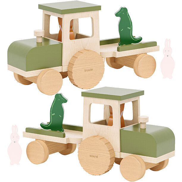 Holztraktor mit Anhanger Tiere 3D model