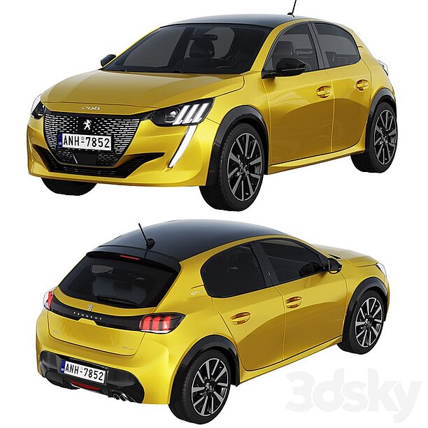 Peugeot 208 2021 Compact Hatchback 3D Model game-ready