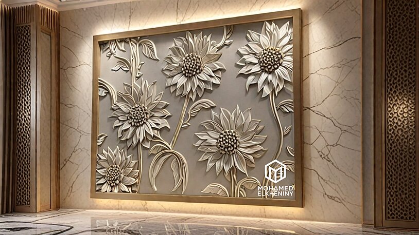 Modern Wall Panel Relief for CNC and 3D 2