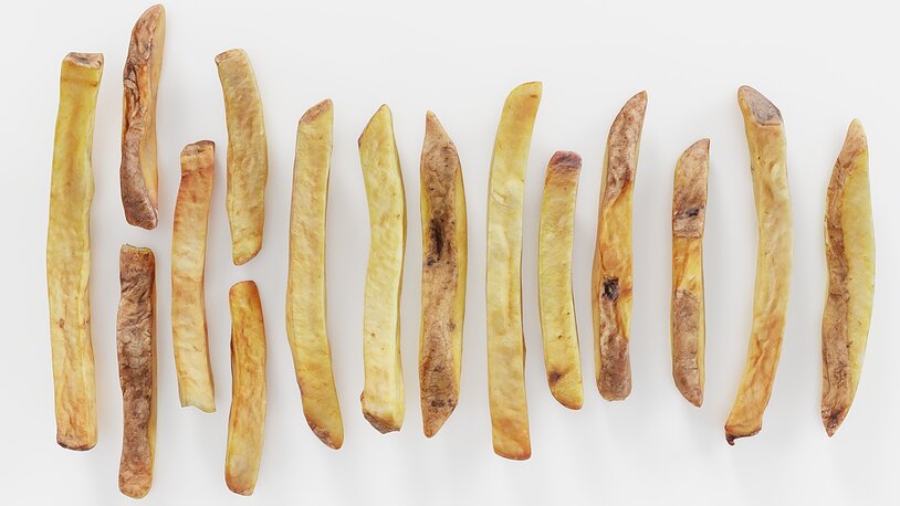 3D model 15 Fench Fries Blender Drop Simulation Script