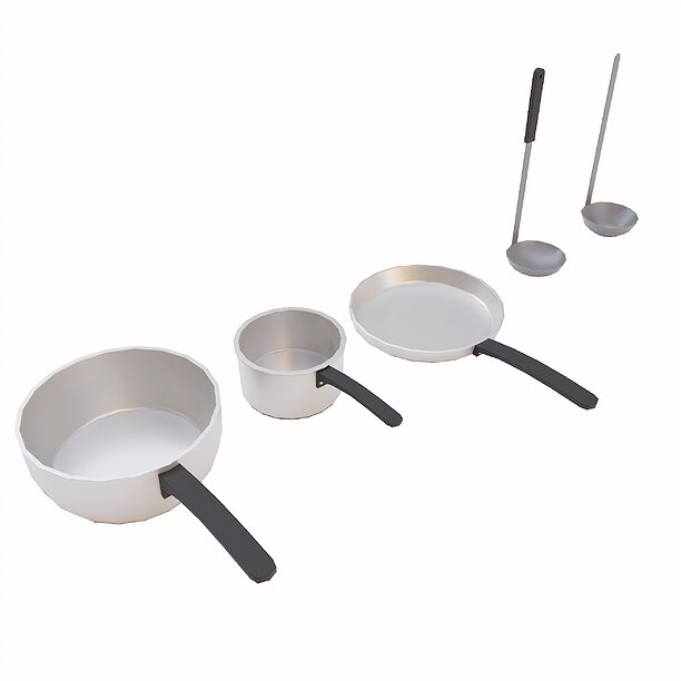 game-ready Kitchen utensils lowpoly 3d model