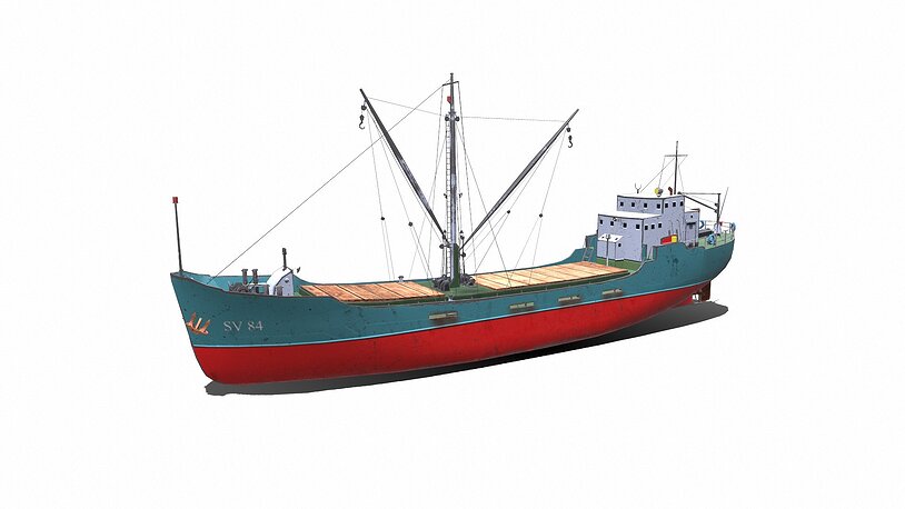 3D asset Coastal Supply Vessel Low-poly PBR transport